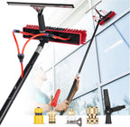40ft Water Fed Pole Kit, Rotatable Solar Panel Cleaning Brush & Squeegee, 2 Dusting Brushes, Extendable Black Lightweight Pole for Roof Window