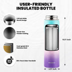 Insulated Water Bottle 20 oz, Triple Wall Vacuum Stainless Steel (Cold for 48 Hrs), Leak Proof & Non-BPA, Kids Water Bottle Jug for School with Straw Spout Lids, Hydrangea
