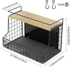 Magnetic Shelf for Fridge, Large Container Magnetic Spice Rack for Refrigerator, Fruit Potato and Onion Storage Bins, Magnetic Basket with Wood Lid, Kitchen Counter, Cabinet