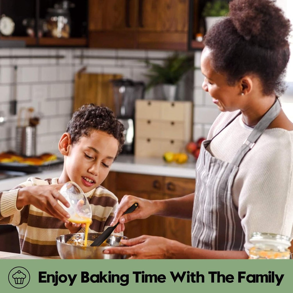 Heat Resistant Silicone Spatulas Set Food Grade Silicone Seamless One Piece Design BPA-Free,Non-Stick,Dishwasher Safe,Cooking and Mixing Set of 6PCS-Black(Black)