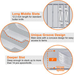 Silverware Organizer for drawer - Adjustable Kitchen Drawer Organizer Utensil Drawer Organizer, Expandable Silverware Tray for Drawer Utensil Organizer for Forks, Knives, Grey