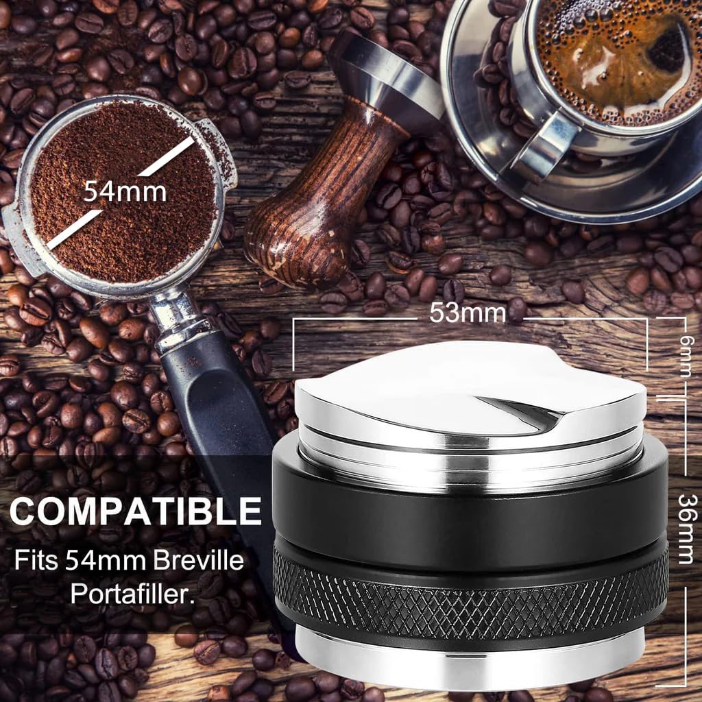 Premium Barista Espresso Tamper Set 53mm Aluminum and Stainless Steel (53mm, Aluminum Handle)