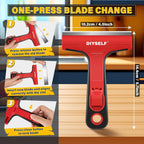 DIYSELF Razor Blade Scraper, 1 Pack Scraper Tool with 10pcs 4-Inch Blades, Razor Scraper for Cleaning Glass, Window, Stove Top, Oven, Kitchen, Cooktop, Shower Door, Sticky Residue, Tile, Wallpaper