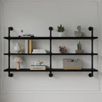 Industrial Pipe Shelving Rustic Black Pipe Wall Shelves Industrial Shelves with Wood Planks Floating Shelves 60 Inch Farmhouse Bathroom,Kitchen Shelving Wall Mounted