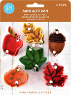 R&M International Mini Autumn Leaf Cookie Cutters, Apple, Pumpkin, Acorn, Oak, Ivy, Maple, 6-Piece Set