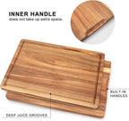 Solid Wooden Cutting Board Set of 3 Acacia Wood Charcuterie Board Set Meat Hardwood Chopping Board Butcher Blocks Non Toxic Maple Large Cutting Boards for Kitchen Decor Bread Serving Cheese Board
