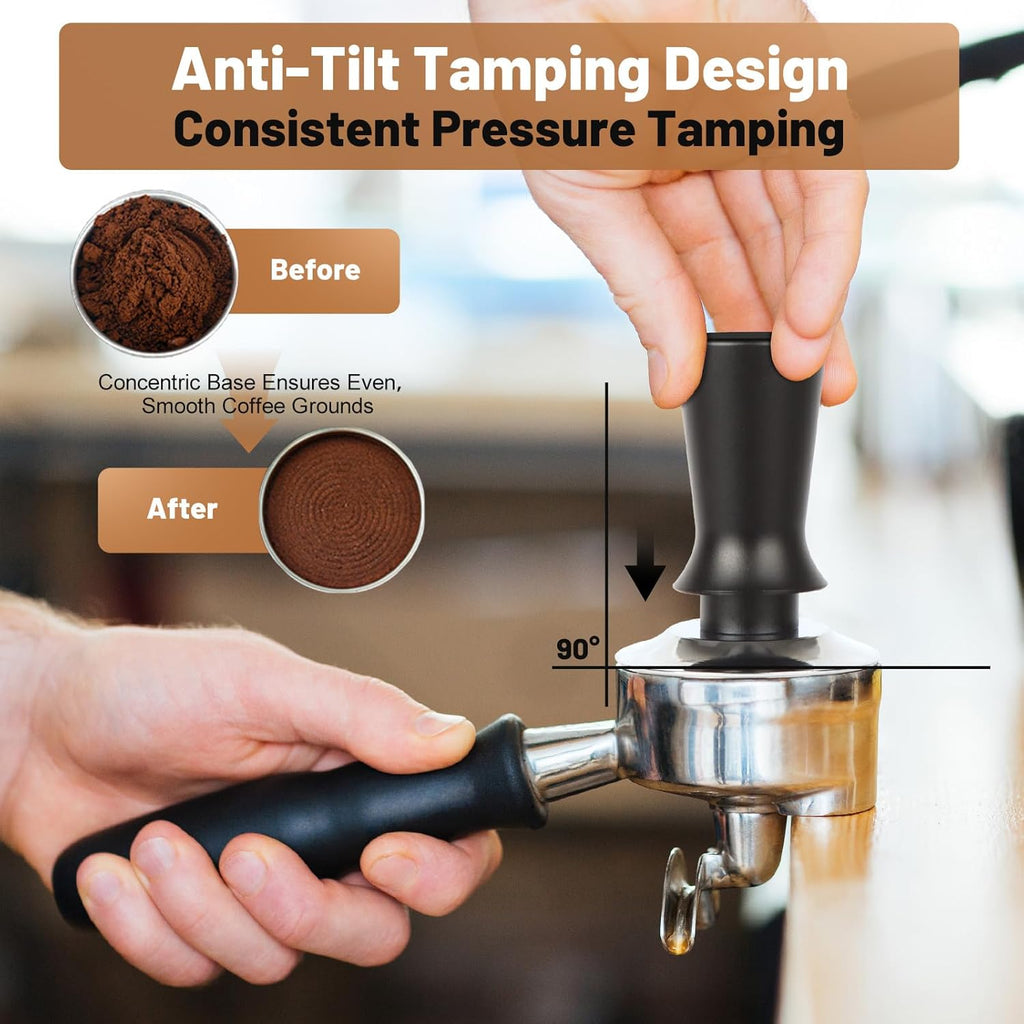 51mm Espresso Accessories Kit – Spring-Loaded Espresso Tamper, WDT Tool, Coffee Distributor, Magnetic Dosing Funnel, Puck Screen with Remover – Premium Stainless Steel & Aluminum Espresso Tools