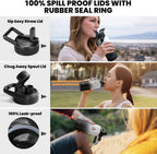 Insulated Water Bottle 32 oz, Triple Wall Vacuum Stainless Steel (Cold for 48 Hrs), Leak Proof & Non-BPA, Modern Water Flask Jug with Paracord Handle & Straw Spout Lids, Ombre: White/Black