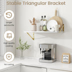 Dreamland Gold Shelves for Wall, White Wood Wall Mounted Shelves, Large Floating Shelf 12 * 24 inch Set of 2 for Bookshelf Living Room Bedroom Home Office Bathroom