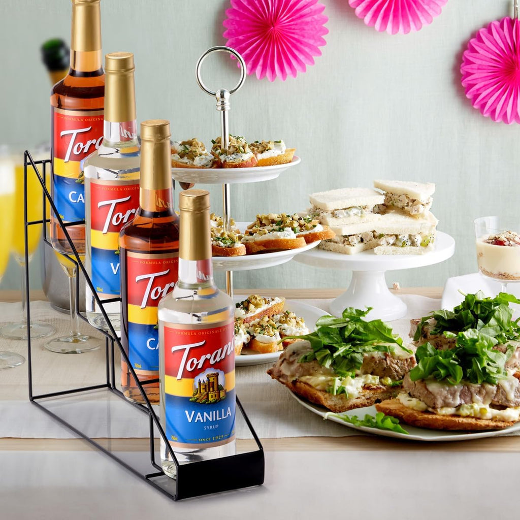 Coffee Syrup Rack for Coffee Bar Accessories, Fits with Torani and Monin Syrup, Coffee Bar Organizer Holds 4 Bottles