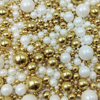 Edible White Gold Sugar Pearls Candy Sprinkles 120G/ 4.23Ounce Baking Cake Sprinkles Cupcake and Cake Topper Cookie Decorations Wedding Party Valentines Halloween Christmas Supplies