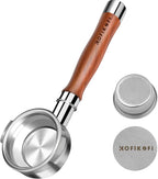 Bottomless Portafilter 58mm Fit Breville, 2 Ears Slim Naked Portafilter Fits Breville Espresso Machines BES900XL, BES920XL, BES980XL, BES990BSS with 18g Double Shot Filter Basket, Puck Screen-Rosewood