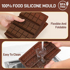 2 Pcs Chocolate Molds Silicone, Deep Chocolate Bar Mold, Non-Stick Food Grade Chocolate Mold for Dubai Chocolate Bar Pistachio, Candy and Chocolate Making - 60 Square Shape