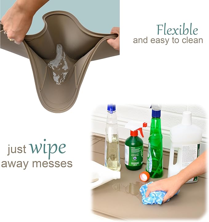 The Original Under Sink Mat - Silicone Waterproof mat, Trimmable, Easy to Clean, Kitchen cabinet liner, Under sink protector mats, Disinfection Surface - 34" x 22" or smaller
