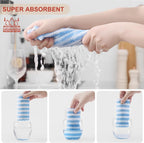 Homaxy 12 Pack Kitchen Dish Cloths, Ultra Soft and Absorbent Dish Towels, Reusable Fast Drying Microfiber Cleaning Cloth, Coral Velvet Wave Design No-lint, 10 x 10 inches, Blue