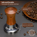 V5 Espresso Tamper, 58.3MM 2 Spring-loaded Calibrated Tamper with Stainless Steel Ripple Base, Walnut Wooden-Handle Tamper Compatible with Gaggia series Espresso Machine Portafilter and 58mm E61 Group