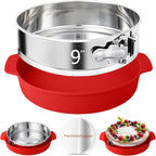 9 Inch Springform Pan - Nonstick 304 Stainless Steel Springform Cake Pan with Removable Bottom, 10 Inch Leakproof Silicone Cheesecake Pan Protector with Parchment Paper