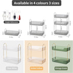 YCIA&DONE Bathroom Organizer Countertop, Makeup Storage, Skincare Cosmetic Tray Shelf, Perfume Holder Rack for Vanity Counter, Large Capacity, Easy to Install, Clean, 2 Tiers, Smoky Gray