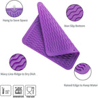 Silicone Dish Drying Mat for Multiple Usage,Easy clean,Eco-friendly,Heat-resistant Silicone Mat for Kitchen Counter or Sink,Refrigerator or Drawer liner Purple M 12 inches x 12 inches