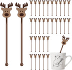 30 Pcs Christmas Drink Stirrers Xmas Stir Stick Holiday Coffee Swizzle Stick Reusable Plastic Hot Cocoa Bar Chocolate Decoration Cocktail Mixer(Reindeer,Lively Color)