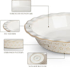 MALACASA 9 Inch Pie Pan, Embossed Deep Dish Plate, 45 OZ Round Quiche Baking Dish for Oven, Fluted for Apple Pie and Quiche, Set of 2, Series LYDIA