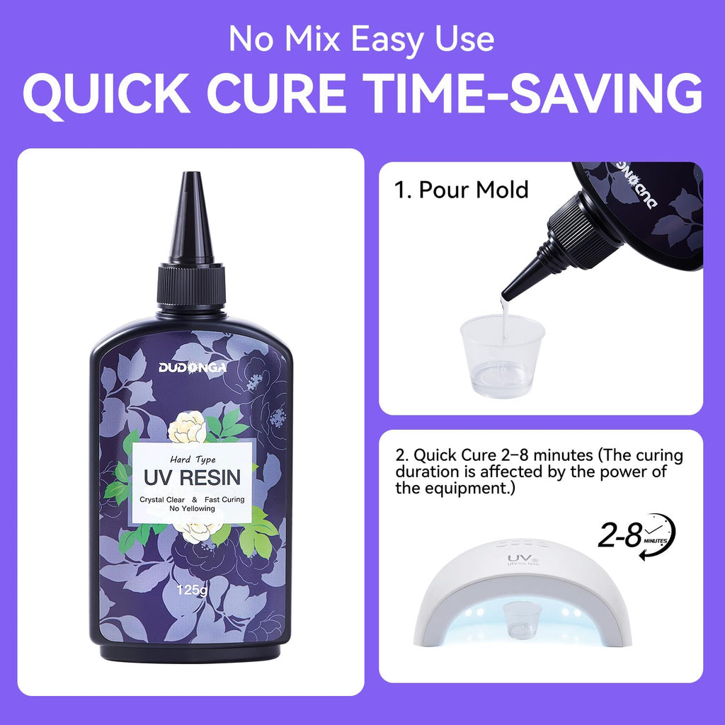 UV Resin 250g, DUDONGA Fast Curing Upgraded Crystal Clear Epoxy Resin Hard Type for Jewelry Making, Craft, DIY