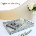 Rectangle Plastic Serving Tray with Handles, Elegant Decorative Tray for Coffee Table, Ottoman, Living Room, Kitchen, and Outdoor Use. 12"*16"*1.6" F