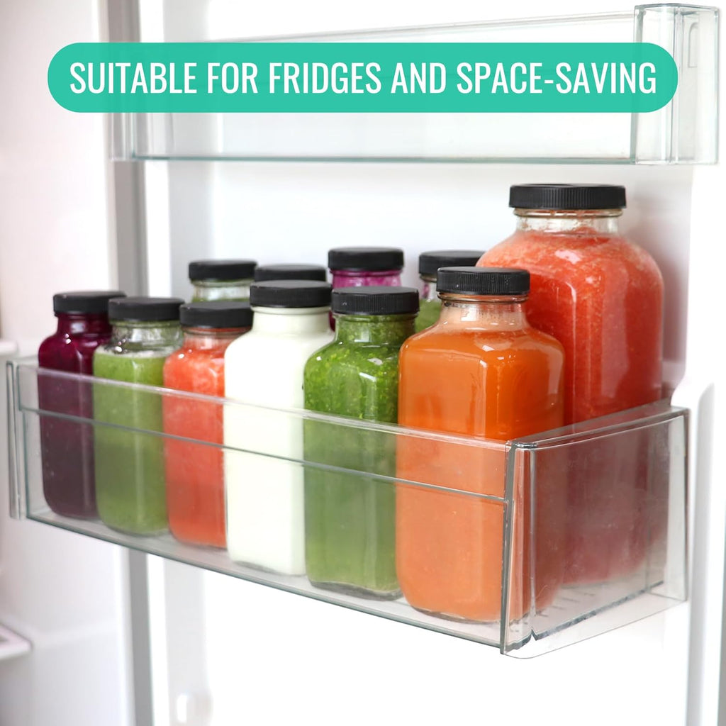 16 oz Glass Juice Bottles with Lids 3 Pack, Reusable Glass Drink Bottles,500ml Water Drinking Bottle for Milk,Juicing,Kombucha,Ginger,Beverage Glassware,Juice Drinking Jars