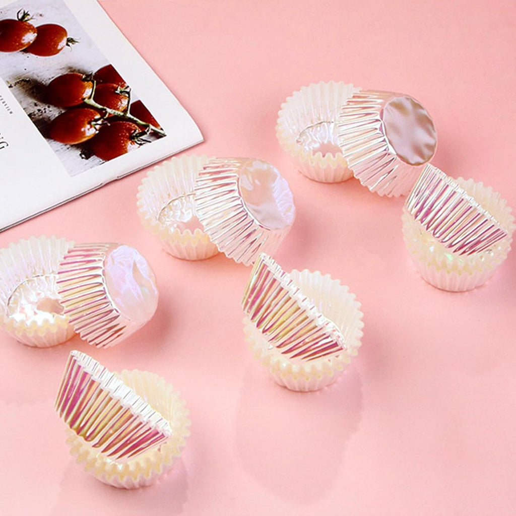 Iridescent Pink Cupcake Liners Wrappers Baking Cups Cupcake 100-Count Food Grade Gradient Design