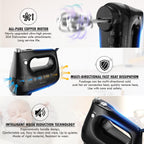 Electric Hand Mixer with Stainless Steel Whisk, Dough Hook Attachment and Storage Bag, Handheld Mixer for Baking Cakes, Eggs, Cream Food Mixers. Turbo Boost /5 Speed Kitchen Blender