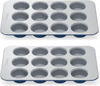 Caraway Non-Stick Ceramic 12-Cup Muffin Pan Duo - Naturally Slick Ceramic Coating - Non-Toxic, PTFE & PFOA Free - Perfect for Cupcakes, Muffins, and More - Navy