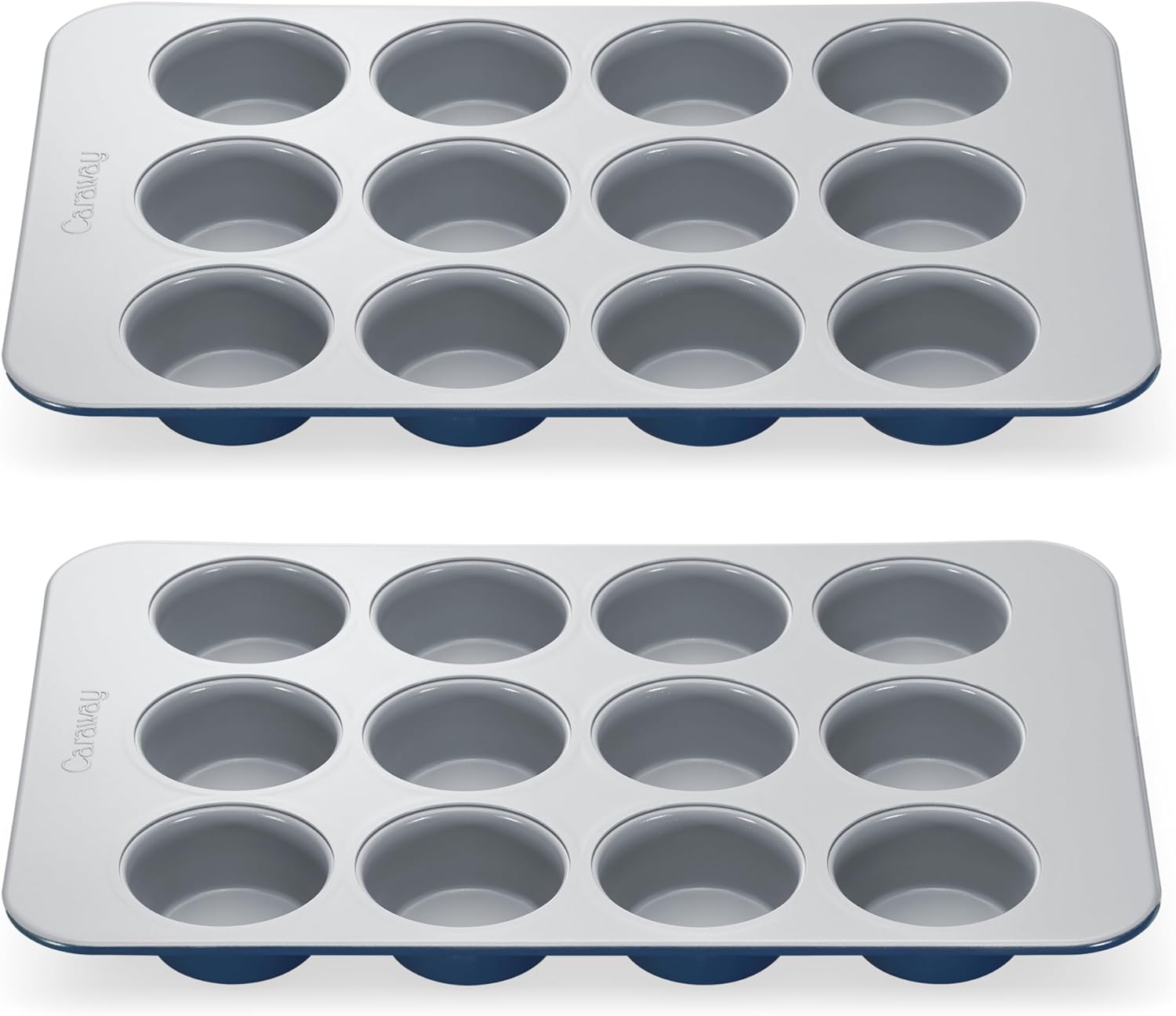 Caraway Non-Stick Ceramic 12-Cup Muffin Pan Duo - Naturally Slick Ceramic Coating - Non-Toxic, PTFE & PFOA Free - Perfect for Cupcakes, Muffins, and More - Navy