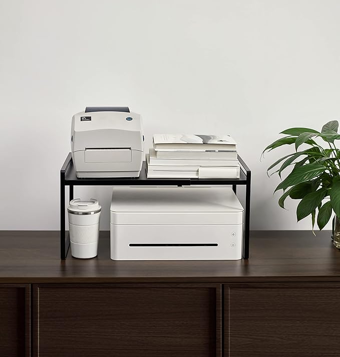 Nxconsu Expandable Cabinet Shelf Organizer Riser for Kitchen Pantry Cupboard Under Sink Countertop Home Storage Organization Rack Space Saver Freestanding Heavy Duty Nonslip Stackable Black Large