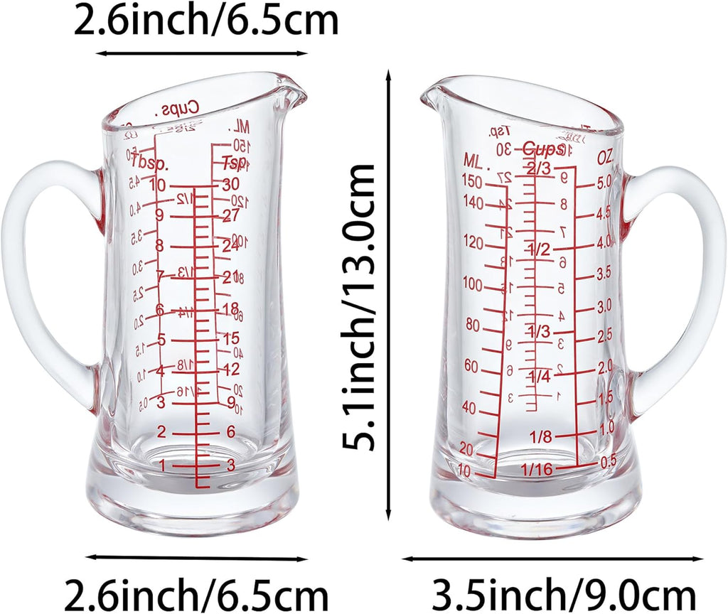 Ackers Glass Measuring Cup 5 Oz/150ml Shot Glass Measuring Cup with V-Spout,Insulated handle