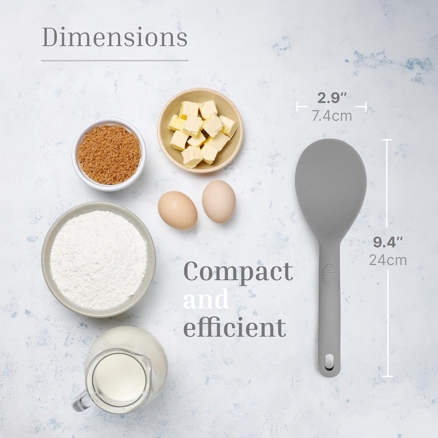 Silicone Rice Paddle Set – 2-Piece Set of Spoon Spatulas for Non-Stick Cookware – Kitchen Tools and Accessories with Comfortable Handles, Heat-Resistant Utensils for Cooking and Baking – Grey