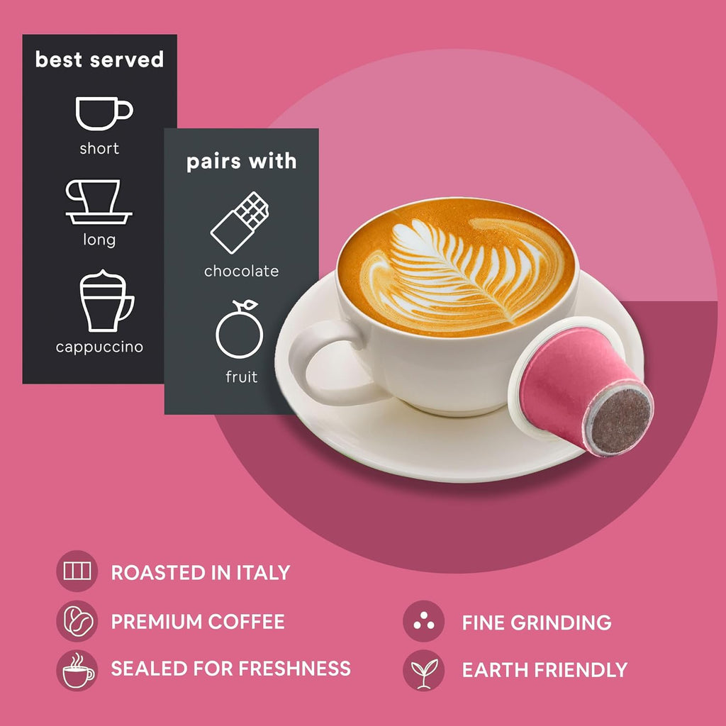 WOKEN COFFEE Compostable Nespresso Pods - Portofino Medium Roast Italian Espresso Coffee Capsules Compatible With Nespresso Coffee Machine (40 Pod Count, 4 Boxes)