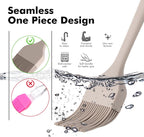 HOTEC Basting Brushes Silicone Heat Resistant Pastry Brushes Spread Oil Butter Sauce Marinades for BBQ Grill Barbecue Baking Kitchen Cooking BPA Free Dishwasher Safe, Khaki Set of 2