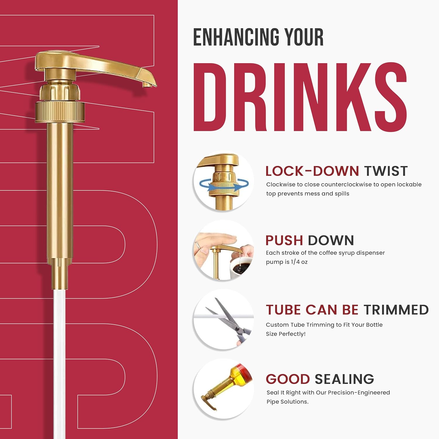 Jimoco Barista Bundle – Jimoco® Syrup Pump + Torani® Cherry Syrup, 25.4 oz