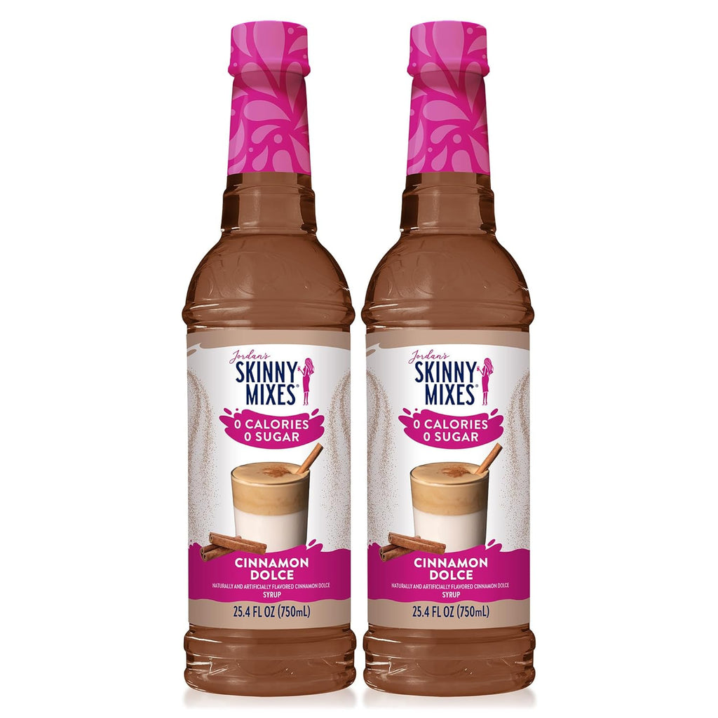 Jordan's Skinny Syrups, Cinnamon Dolce Coffee Syrup, Sugar Free, Zero Calorie Drink Flavoring & Mixes, 25.4 Ounces (Pack of 2)