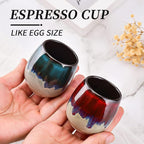 Ceramic Kiln-Change Espresso Cups Small Espresso Coffee Cups Set of 2 Spirits Cups Tasting Cups Ceramic Mate Cup 3Oz (Red)
