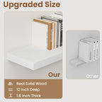 Fun Memories White Floating Shelves for Wall, 30 x 9 Inch Floating Shelf Set of 2, Rustic Natural Wood Wall Shelves, 9" Deep White Bathroom Shelves for Storage & Display