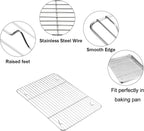 TeamFar Baking Tray and Rack Set, Stainless Steel Baking Pan Cookie Sheet with Cooling Rack, 12.5 x 10 x 1 inch, Non Toxic & Healthy, Easy Clean & Dishwasher Safe