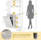 YITAHOME Bakers Rack with Storage Microwave Stand with Trash Can Bin Cabinet and Power Outlet 6-Tiers Coffee Stand Large Microwave Table for Kitchen Dining Room Living Room White