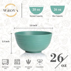 6-piece Wheat Straw Bowls sets 26oz,Alternative Plastic Bowls Reusable for indoors and outdoors,Microwave-able and Dishwasher Safe Bowls Sets Easy to Clean.Green Series