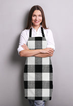 Black and White Buffalo Plaids Bib Apron with Adjustable Neck for Men Women,Suitable for Home Kitchen Cooking Waitress Chef Grill Bistro Baking BBQ Cobbler Apron