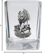 Heritage Pewter Moose Square Shot Glass | Hand-Sculpted 1.5 Ounce Shot Glass | Intricately Crafted Metal Pewter Inlay