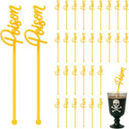 30 Pcs Halloween Swizzle Sticks Plastic Coffee and Cocktail Stirrers Fall Thanksgiving Drink Stirrers Cocktail Mixers for Halloween Fall Autumn Party Tea Coffee Bar Decoration(Poison)