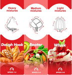 Kitchen in the box Stand Mixer, 6.5QT 660W Kitchen Electric Mixer, 6-Speed Tilt-Head Food Mixer with Dough Hook, Wire Whip, Beater, Dishwasher Safe (Red)