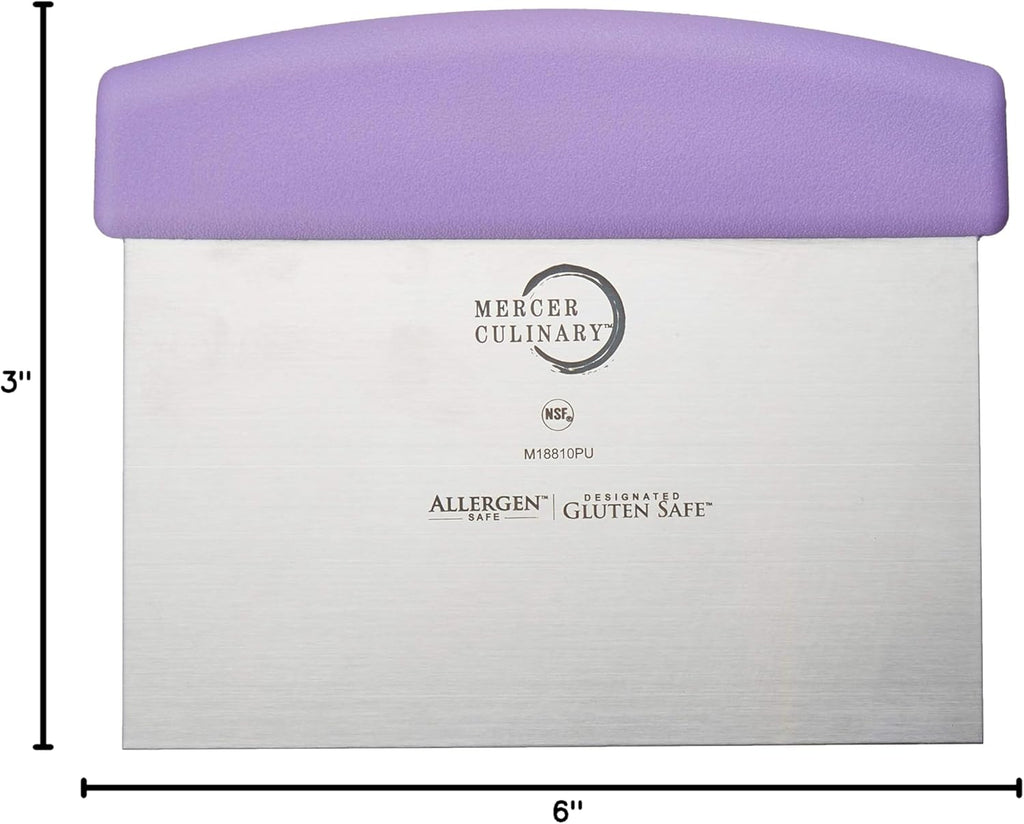Mercer Culinary Millennia Bench Scraper, 6-Inch x 3-Inch Blade, with Purple Handle,