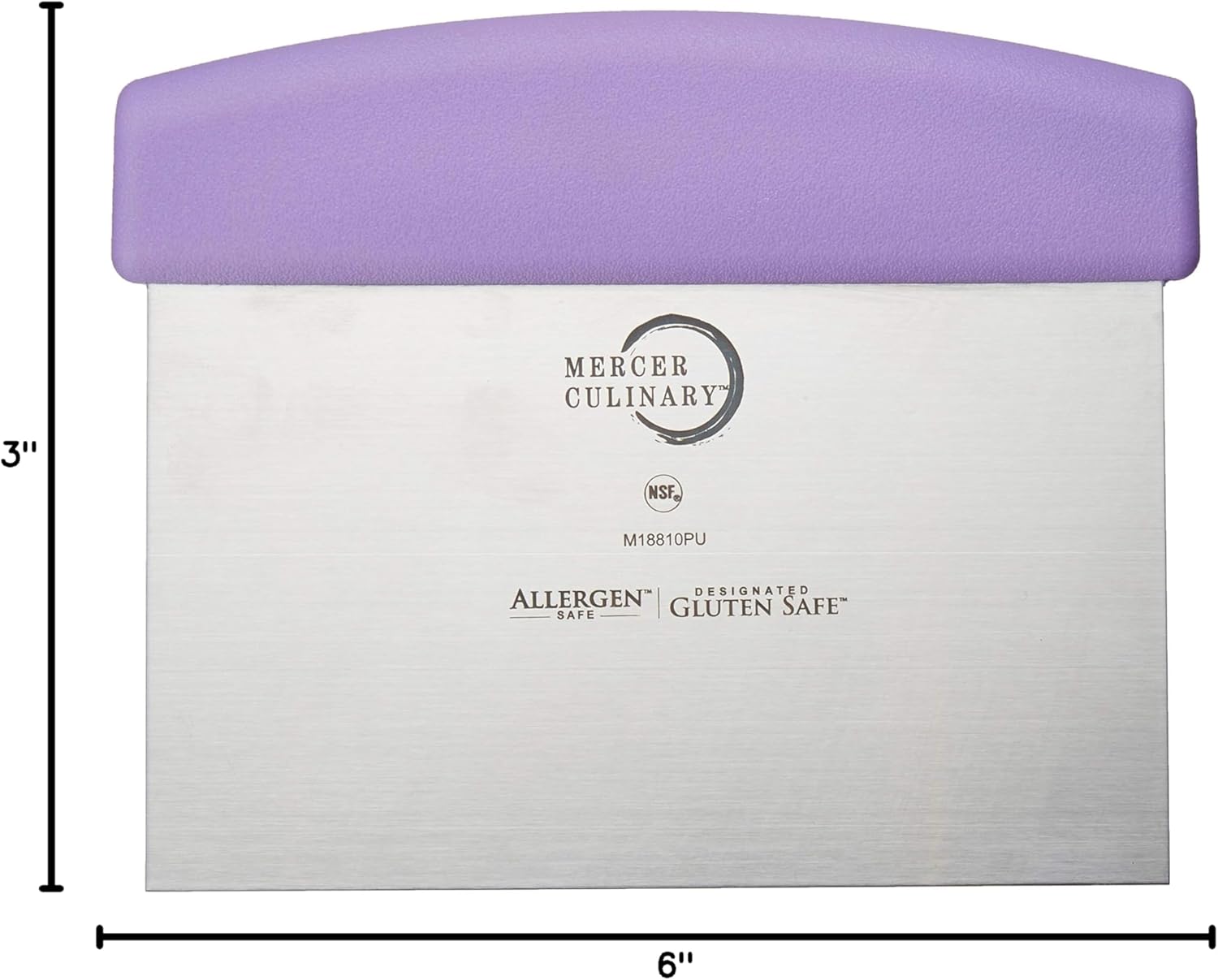 Mercer Culinary Millennia Bench Scraper, 6-Inch x 3-Inch Blade, with Purple Handle,